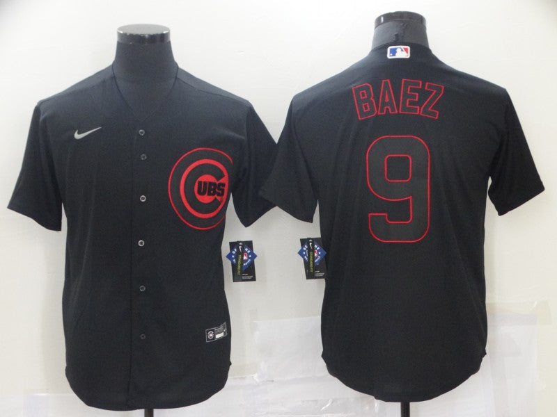 Men's Chicago Cubs Javier Baez #9 Black Baseball Jersey